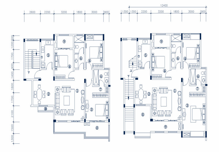 HA-4型 三室两厅一厨两卫 建筑面积 124.4㎡ 房屋面积114.67㎡ <br/>HA-3型 三室两厅一厨两卫 建筑面积 133.86㎡ 房屋面积118.08㎡ 