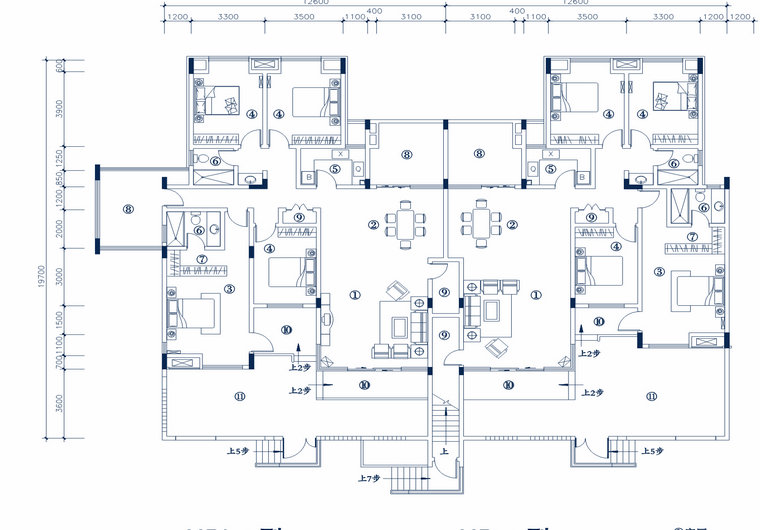 HB＇-1型 四室两厅一厨两卫 建筑面积 171.95㎡ 房屋面积151.33㎡ <br/>HB-1型 四室两厅一厨两卫 建筑面积 159.76㎡ 房屋面积146.03㎡ 